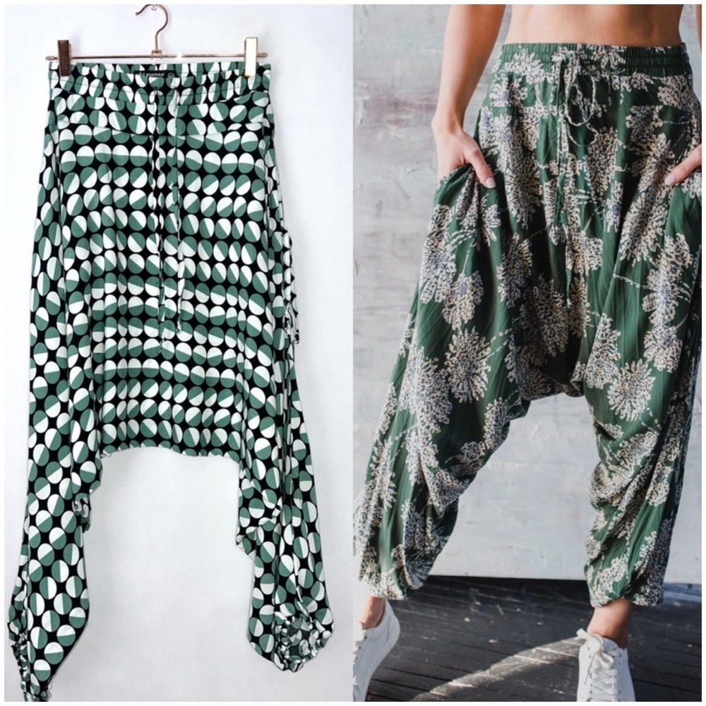 Buddha Pants Womens Cotton Drawstring Slouchy Pocket Boho Hippie Harem Pants XXS